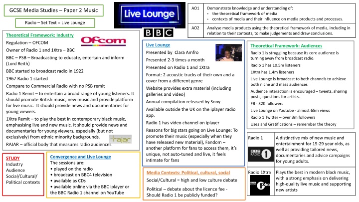 Analysis of BBC Live Lounge Radio 1 and 1Xtra: Impact on Media Contexts and Regulation
