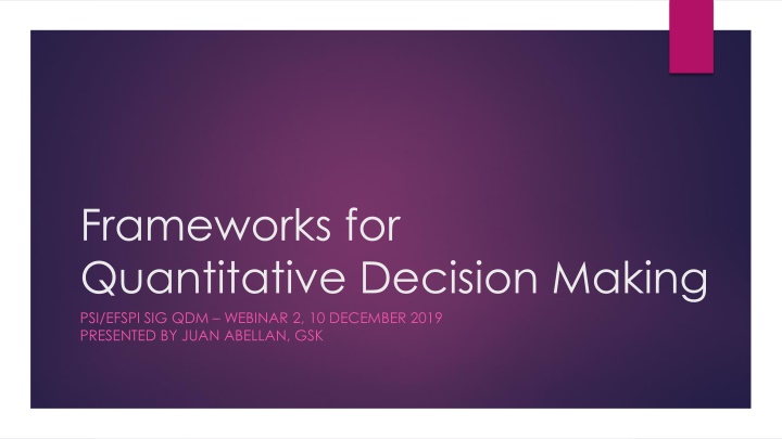 frameworks for quantitative decision making n.w