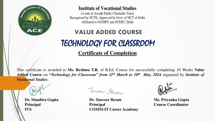 institute of vocational studies a unit of awadh n.w