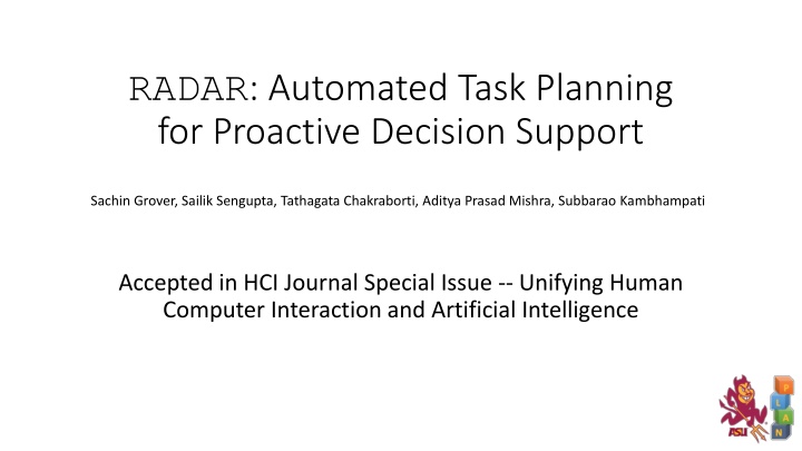 radar automated task planning for proactive n.w