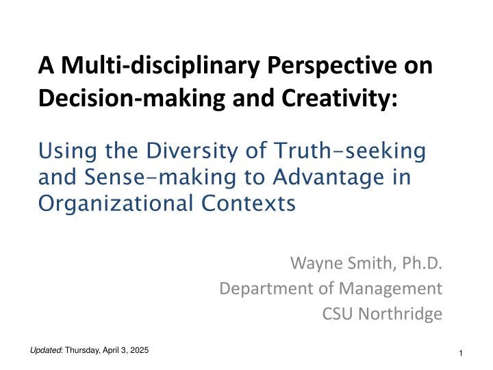 a multi disciplinary perspective on decision n.w