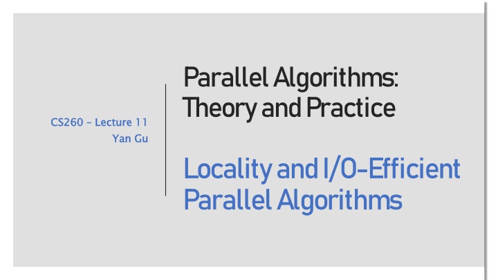 parallel algorithms theory and practice n.w