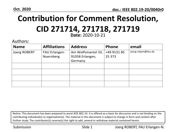 oct 2020 contribution for comment resolution n.w