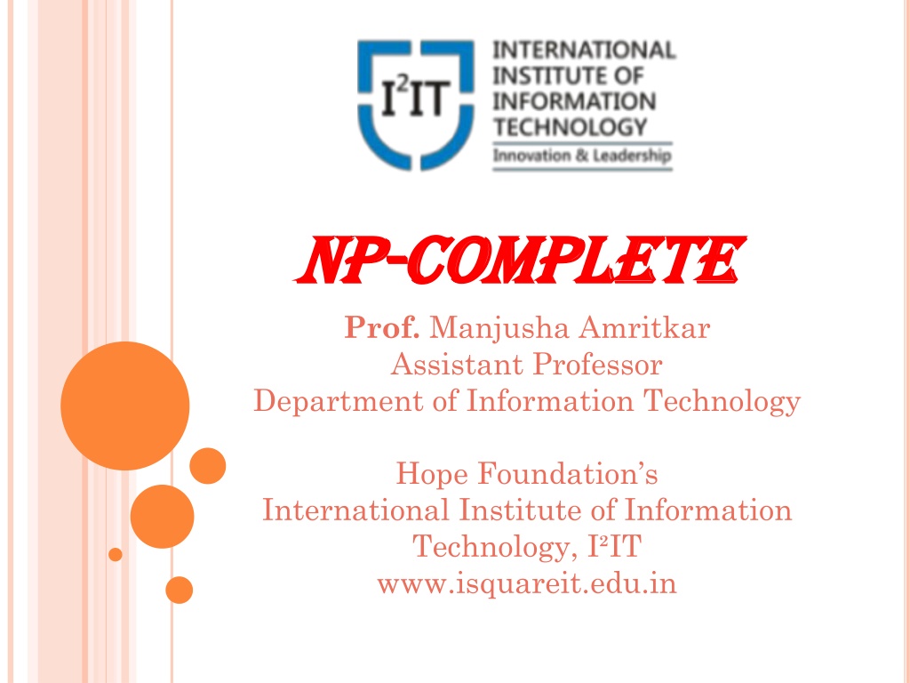 np np complete complete prof manjusha amritkar n.w