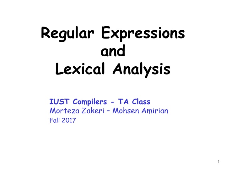 regular expressions and lexical analysis n.w