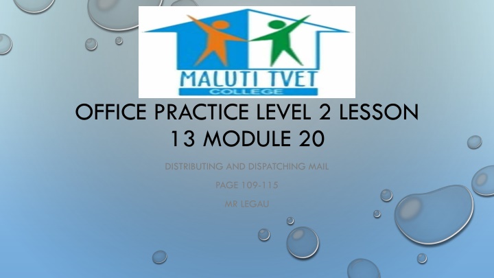 office practice level 2 lesson 13 module 20 n.w
