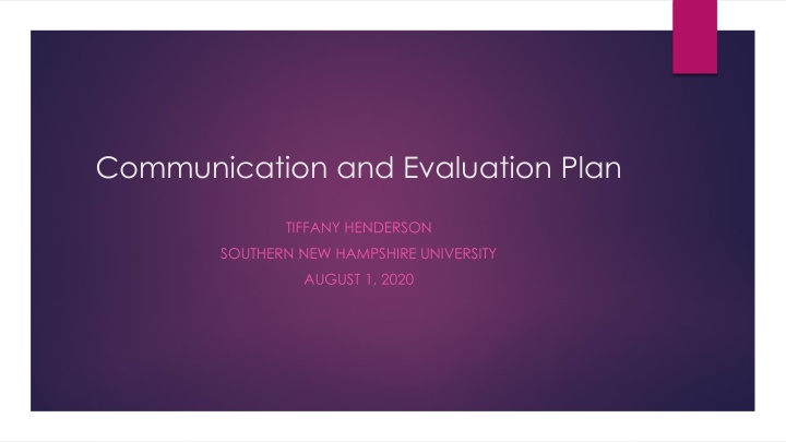 communication and evaluation plan n.w