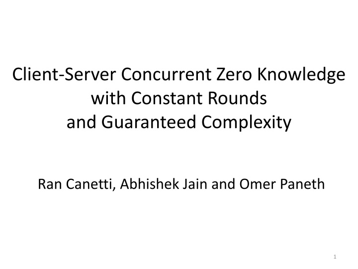 client server concurrent zero knowledge with n.w