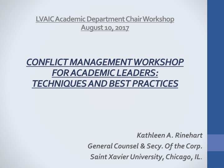 lvaic academic department chair workshop august n.w