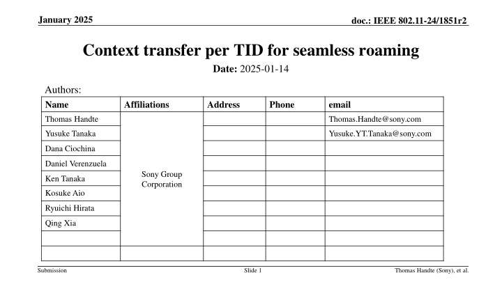 IEEE 802.11-24/1851r2 Seamless Roaming Context Transfer