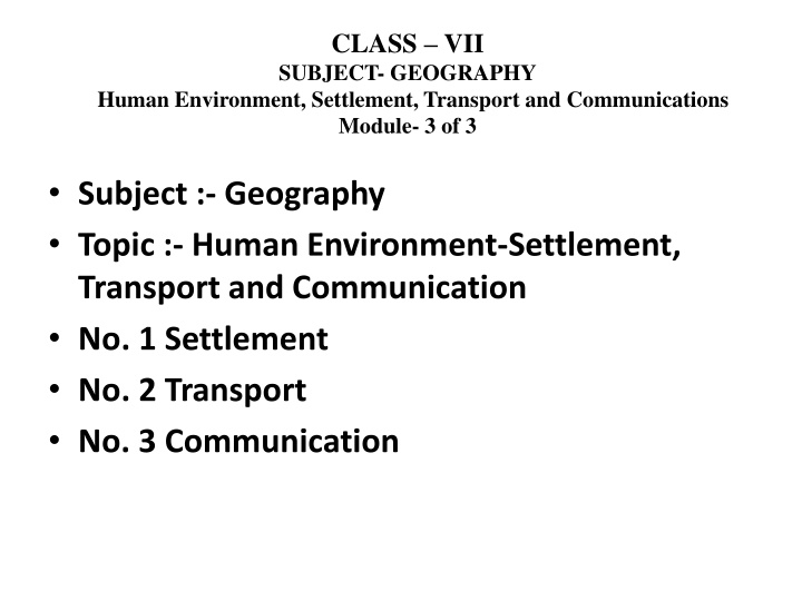 class vii subject geography n.w