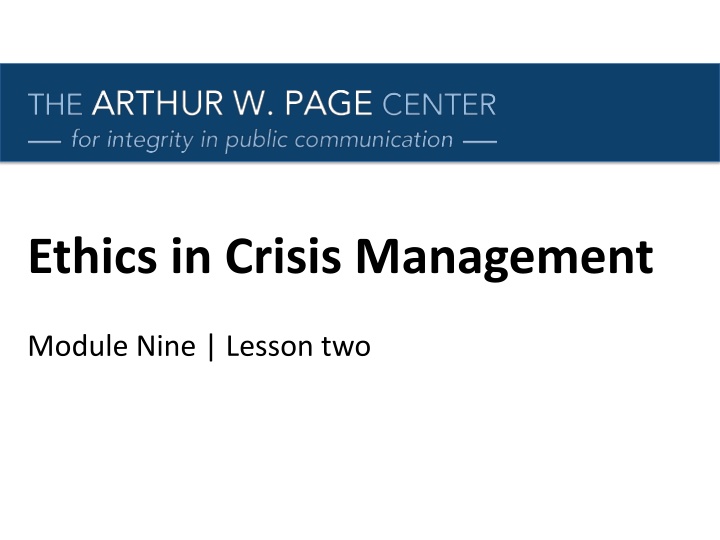 ethics in crisis management n.w