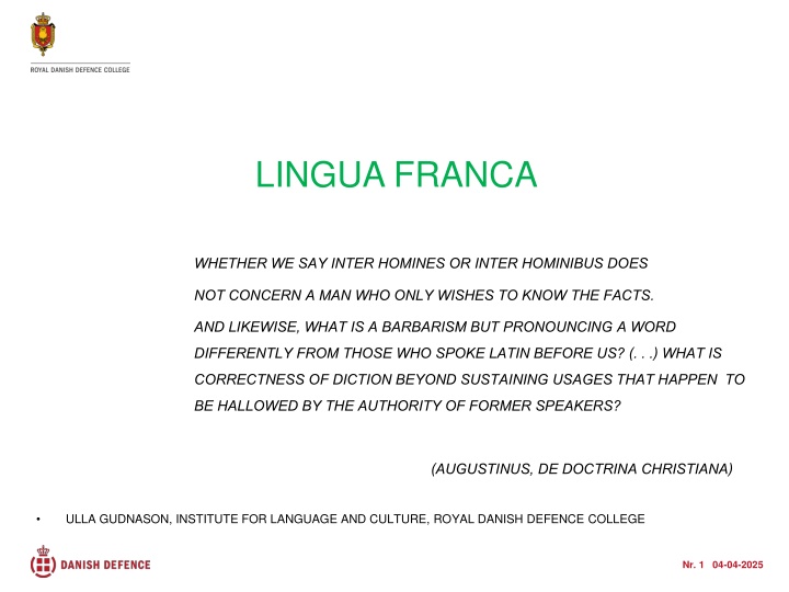 LINGUA FRANCA: The Stanag and English Cultural Awareness