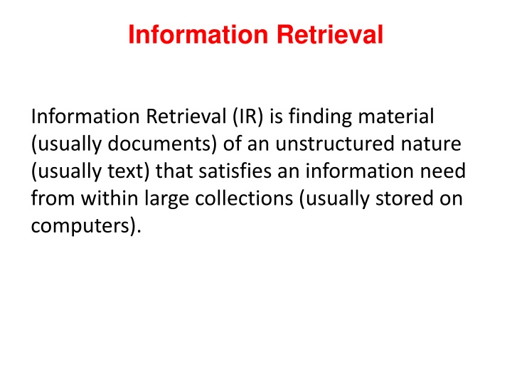 information retrieval n.w
