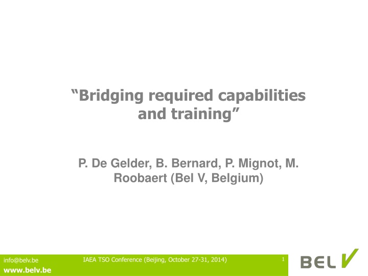 Bridging Capabilities and Training at Bel.V