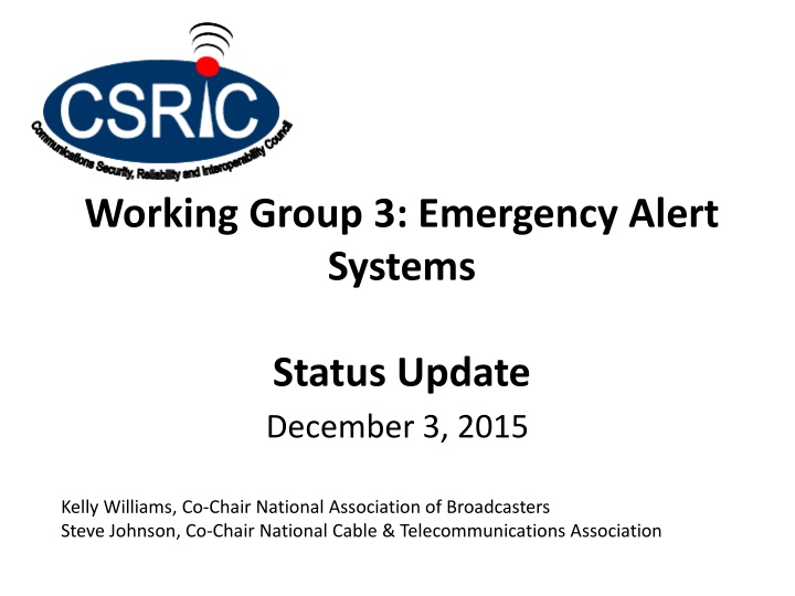 working group 3 emergency alert systems n.w
