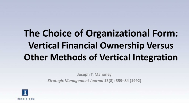 the choice of organizational form vertical n.w