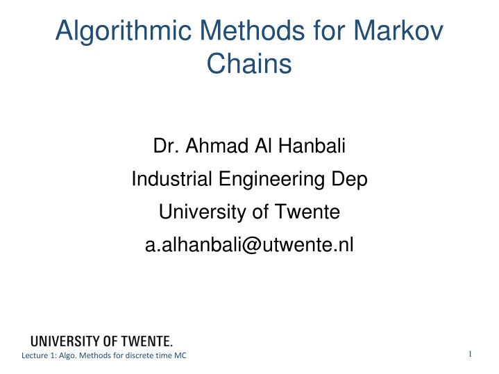 algorithmic methods for markov chains n.w