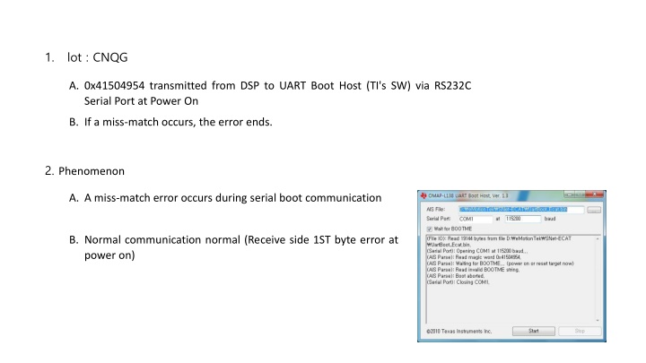 Troubleshooting Miss-Match Error in Serial Boot Communication