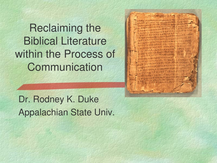 reclaiming the biblical literature within n.w