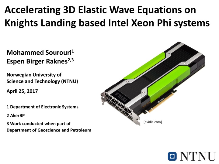 accelerating 3d elastic wave equations on knights n.w