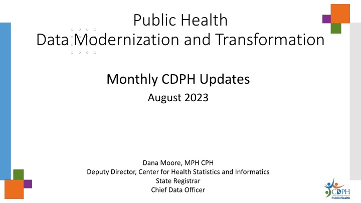 Public Health Data Modernization and Transformation Updates