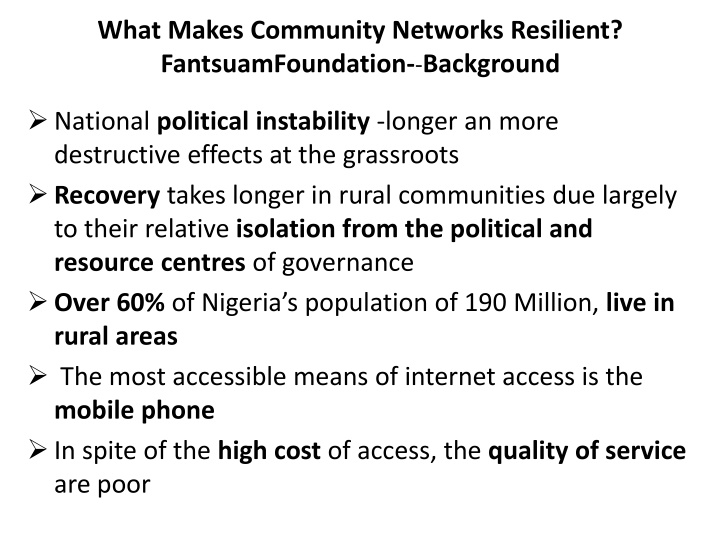 Resilience of Fantsuam Foundation in Rural Nigeria