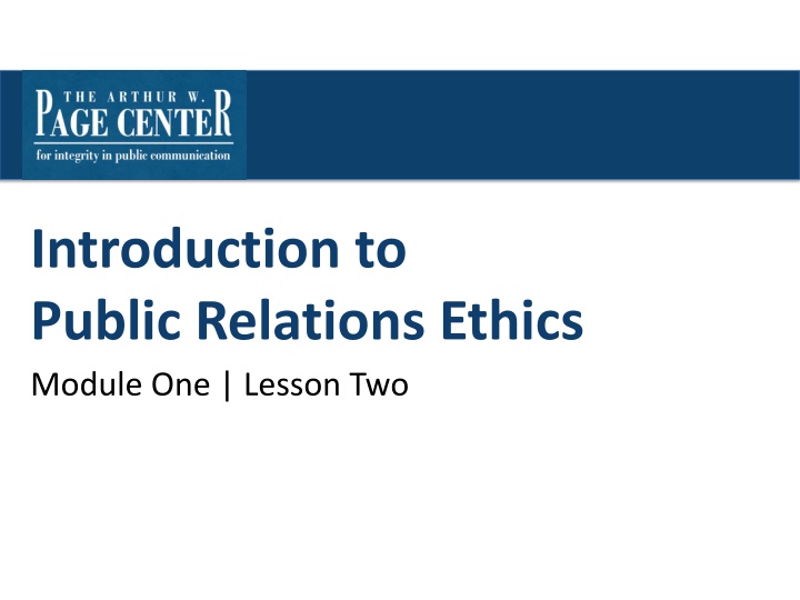 introduction to public relations ethics module n.w