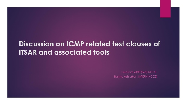 discussion on icmp related test clauses of itsar n.w