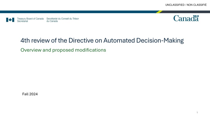 4th Review of Directive on Automated Decision-Making Overview and Proposed Modifications