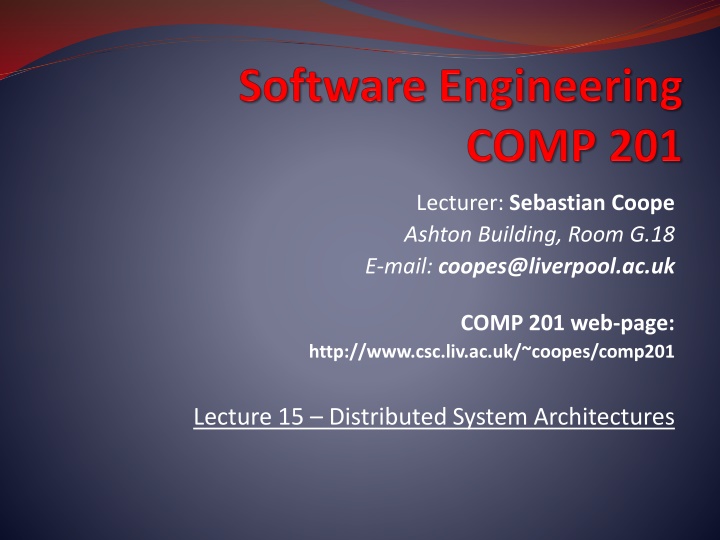 lecturer sebastian coope ashton building room n.w