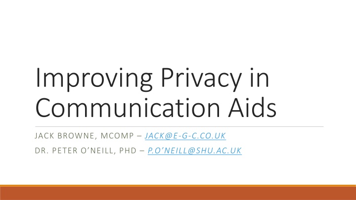 improving privacy in communication aids n.w