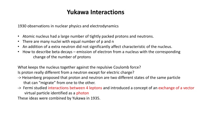 yukawa interactions n.w
