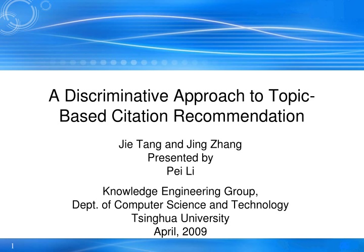Discriminative Approach to Topic-Based Citation Recommendation