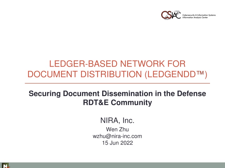ledger based network for document distribution n.w
