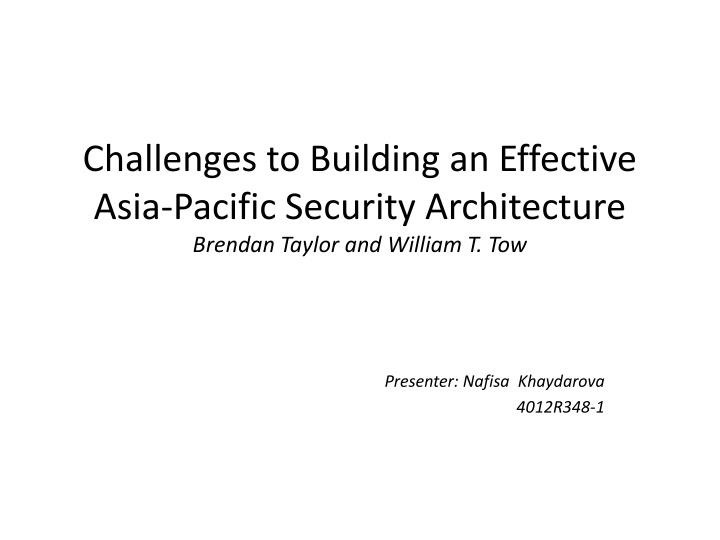 challenges to building an effective asia pacific n.w