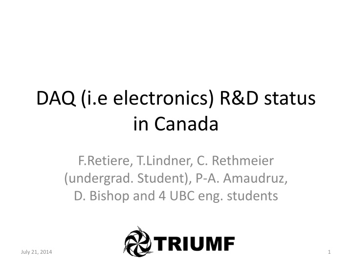daq i e electronics r d status in canada n.w