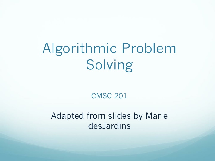 algorithmic problem solving n.w