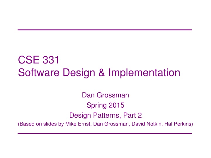 cse 331 software design implementation n.w