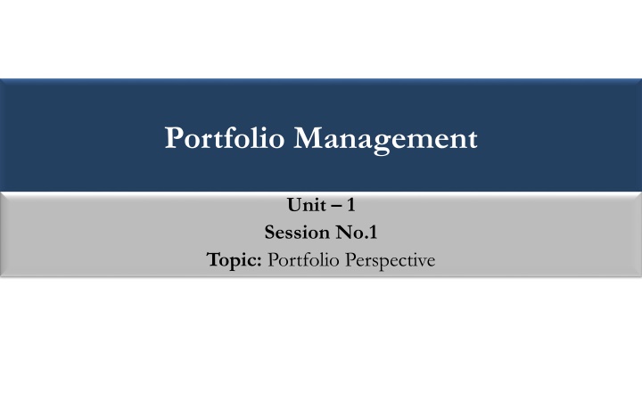 Portfolio Management Fundamentals