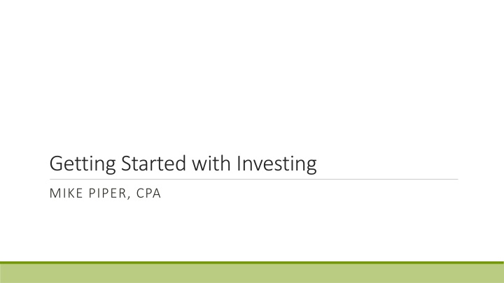 getting started with investing n.w