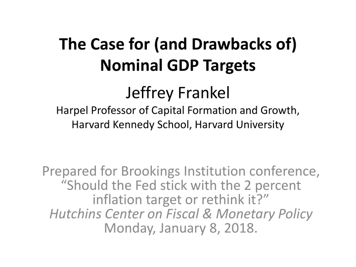 the case for and drawbacks of nominal gdp targets n.w