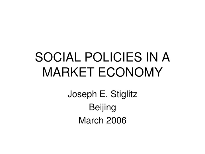 social policies in a market economy n.w