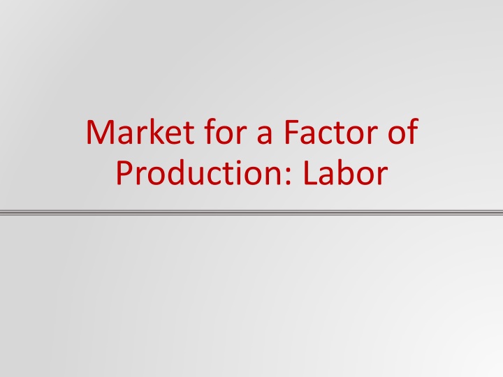 market for a factor of production labor n.w