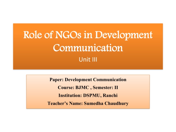 role of ngos in development communication unit iii n.w