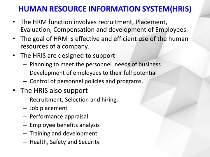 human resource information system hris n.w