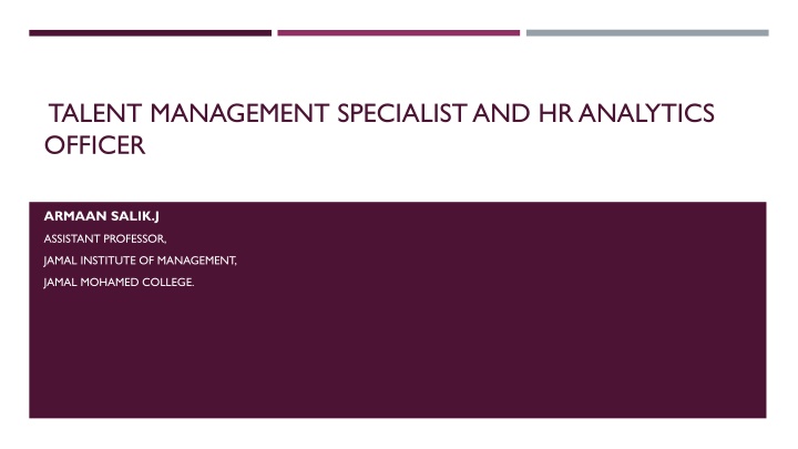 talent management specialist and hr analytics n.w