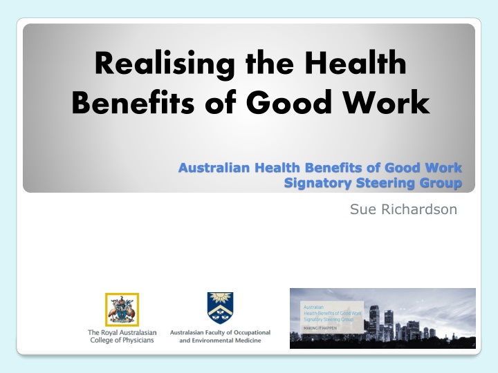 realising the health benefits of good work n.w