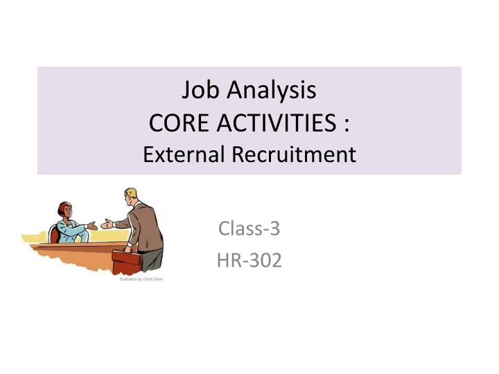 job analysis core activities external recruitment n.w