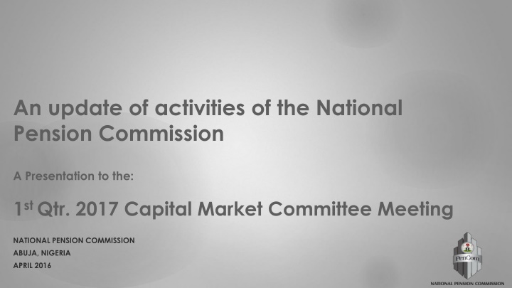 an update of activities of the national pension n.w